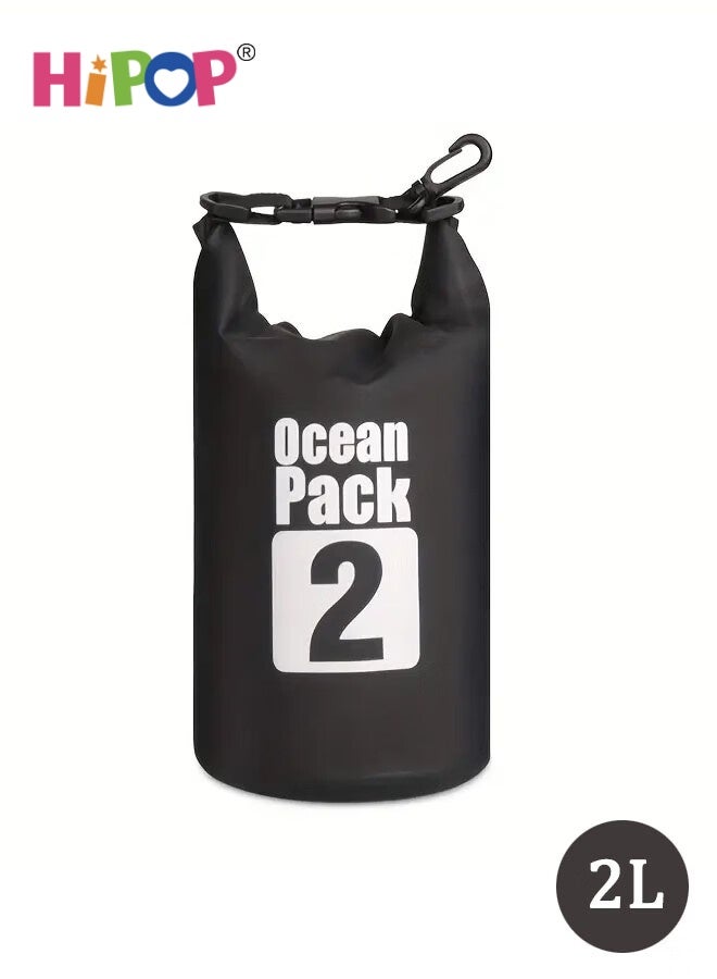 HIPOP 2L Waterproof Dry Bags, Lightweight Hiking Diving Bag Keep Gear Dry Clean, Roll Top Dry Compression Sacks Small Large for Kayaking, Gym, Hiking, Swimming, Canoeing, Boating, Fishing (Black) - Image 1